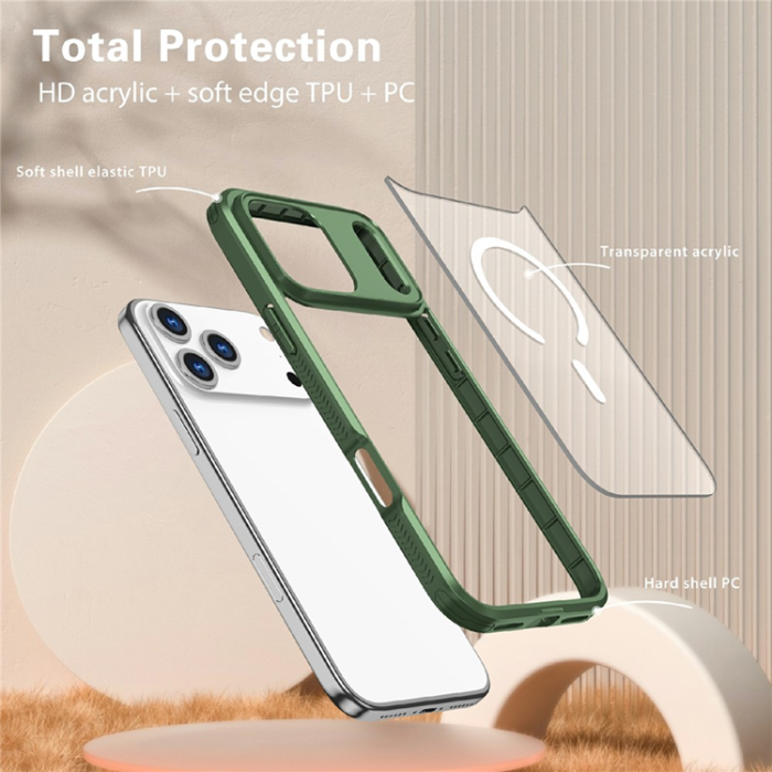 A-One Brand - iPhone 17 Pro Mobilskal MagSafe TPU + PC Clear - Olivgrön