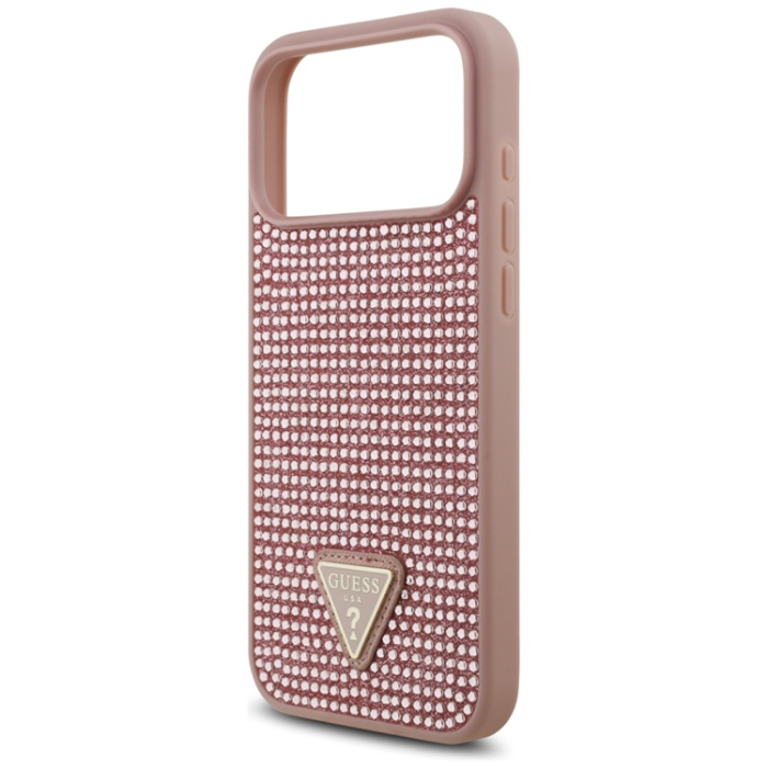 Guess - Guess iPhone 17 Pro Max Mobilskal Rhinestone Triangle Logo - Rosa