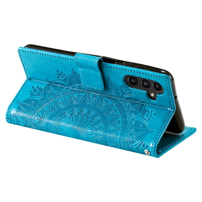 OEM - Galaxy A24 4G Plånboksfodral Imprinted Mandala Flower - Blå