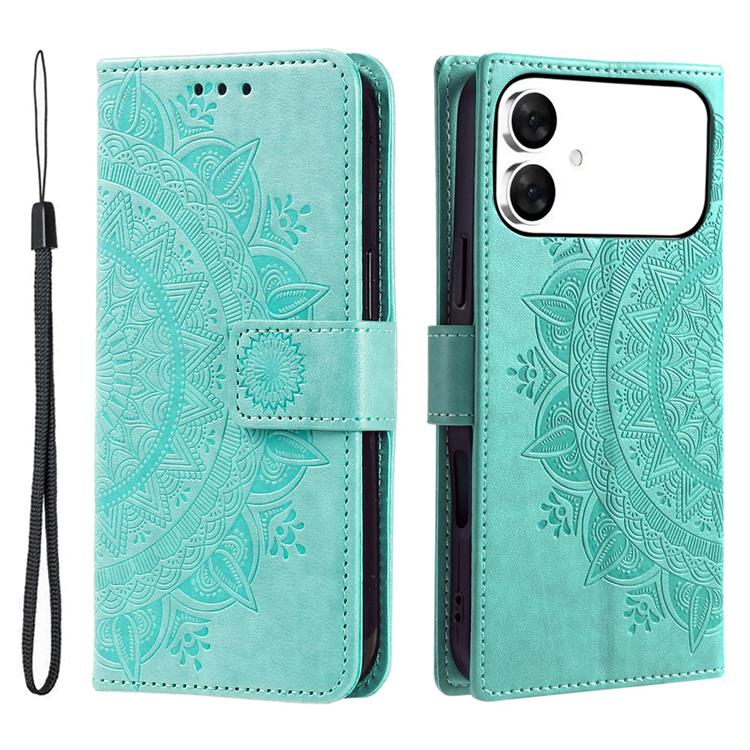 Galaxy S26 Edge Plånboksfodral Imprinted Totem Läder - Mintgrön | 2353 | AlltMobil