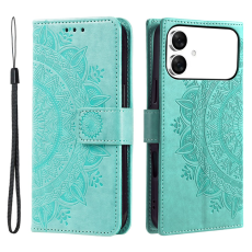 A-One Brand - Galaxy S26 Edge Plånboksfodral Imprinted Totem Läder - Mintgrön