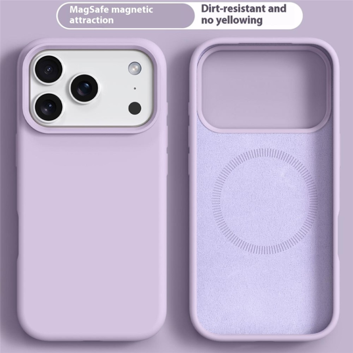 A-One Brand - iPhone 17 Pro Max Mobilskal MagSafe Liquid Silikon+PC - Ljuslila