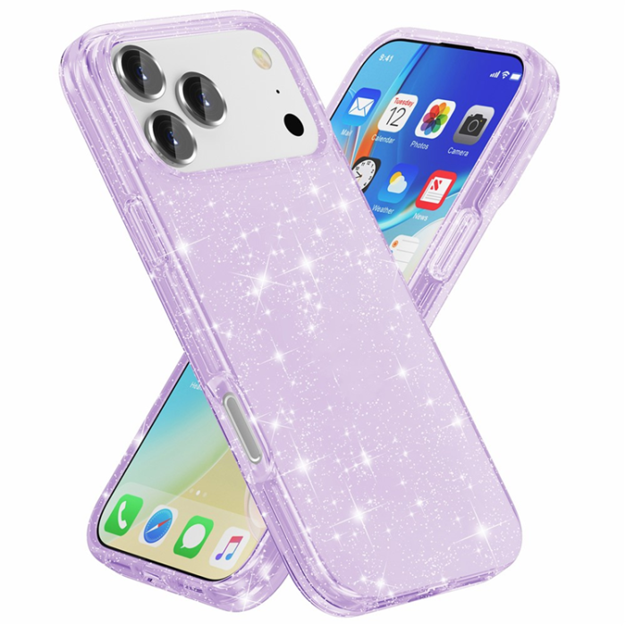 AMORUS - AMORUS iPhone 17 Pro Mobilskal Shockproof - GlitterLila