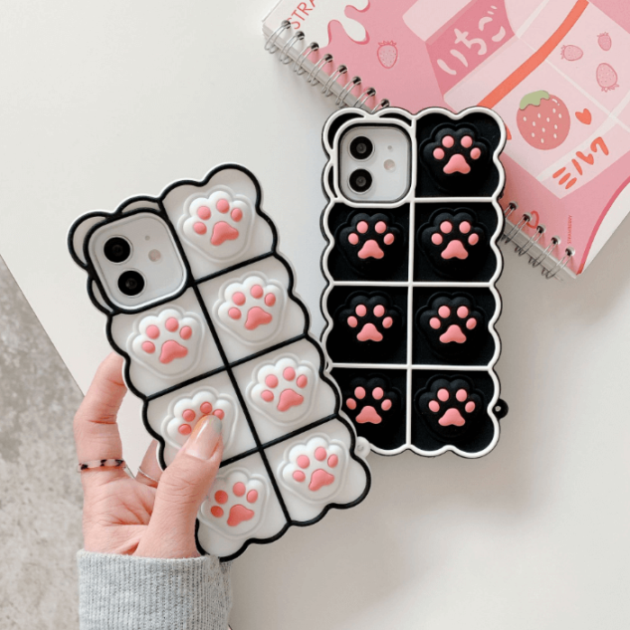 Fidget Toys - Puppy Paws Pop it Fidget Skal till iPhone 7/8/SE 2020 - Vit