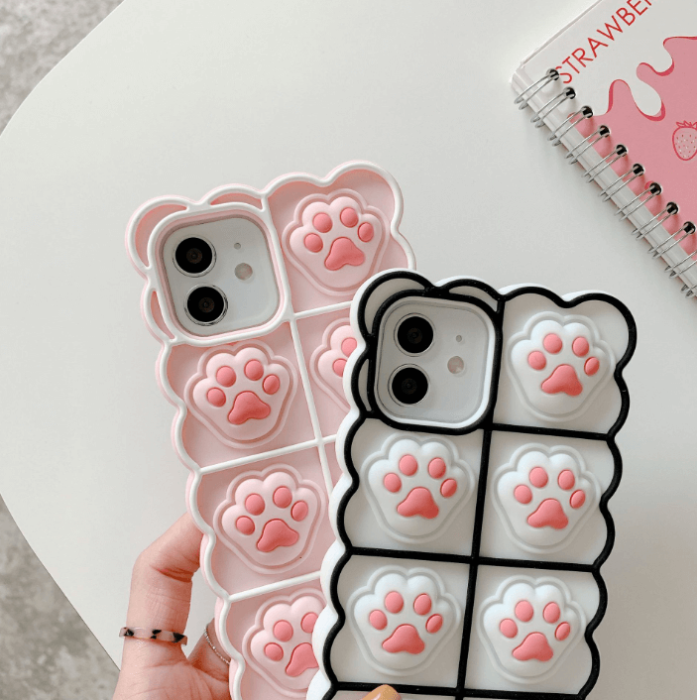 Fidget Toys - Puppy Paws Pop it Fidget Skal till iPhone 7/8/SE 2020 - Vit