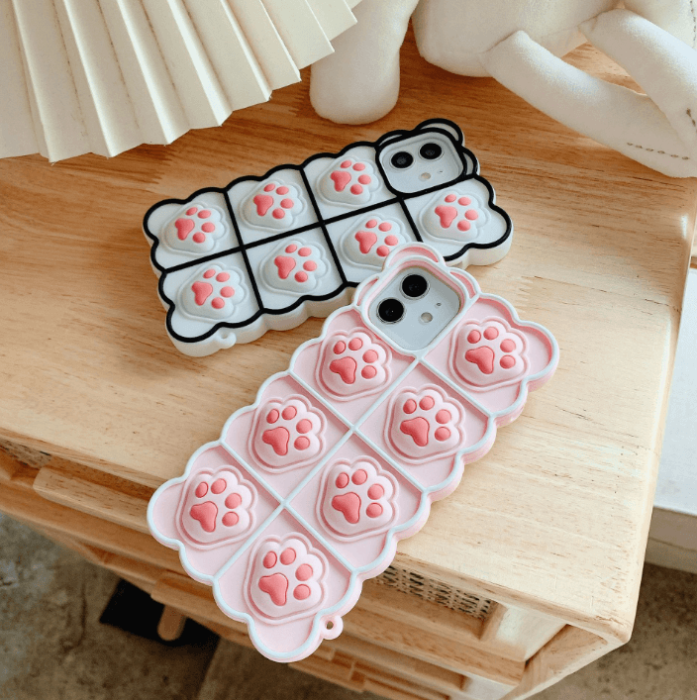 Fidget Toys - Puppy Paws Pop it Fidget Skal till iPhone 7/8/SE 2020 - Vit