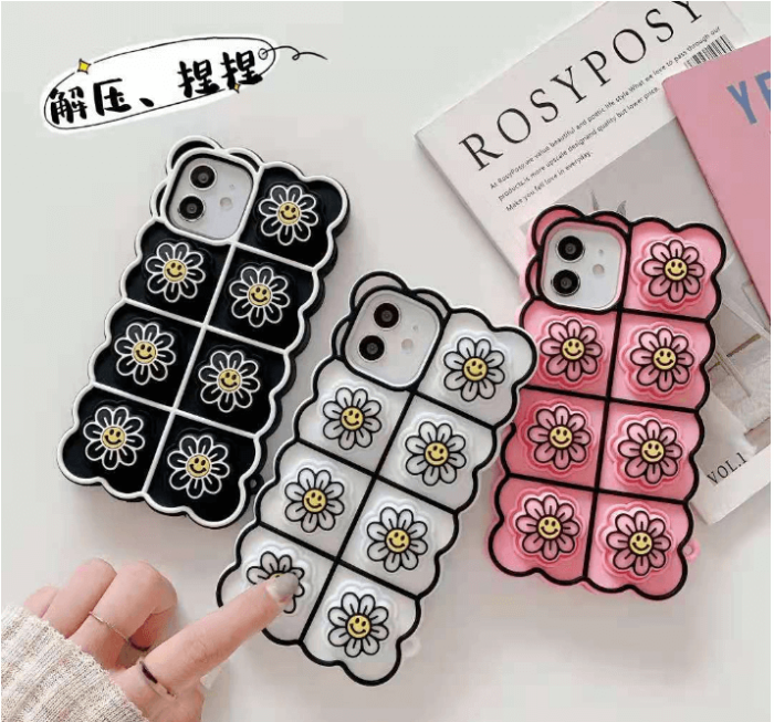 Fidget Toys - Smiley Flower Pop it Fidget Skal till iPhone 11 - Magenta