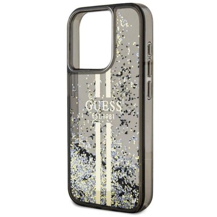 Guess - Guess iPhone 15 Pro Mobilskal Liquid Glitter Gold Stripes
