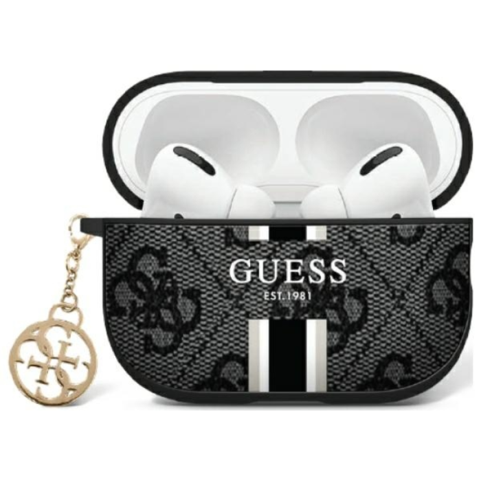 Guess - Guess AirPods 1/2 Skal 4G Printed Stripes Charm - Svart