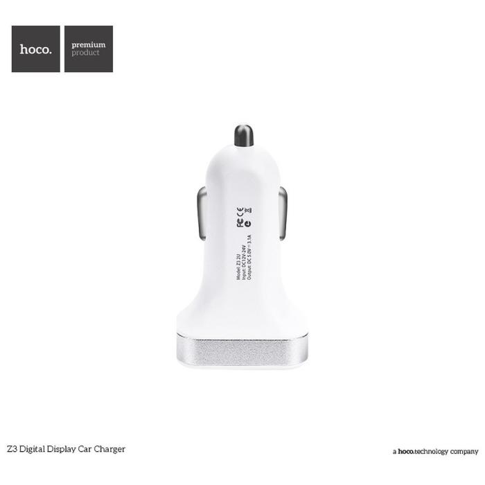 UTGATT1 - HOCO Billaddare 2 x USB 3,1A LCD Z3 Vit