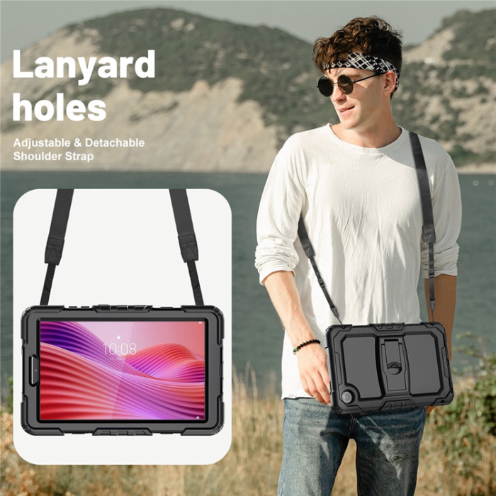 A-One Brand - Lenovo Tab K9 Skal TB305FU med Axelrem Kickstand - Svart