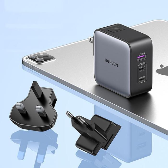 UTGATT - Ugreen EU Väggladdare 65W USB Till 2xUSB-C - Svart