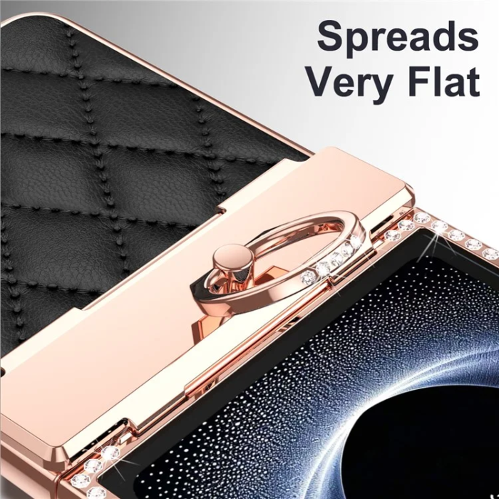 A-One Brand - Galaxy Z Flip 7 Mobilskal Rhinestone Ringhållare - Svart
