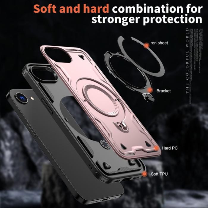 N/A - Mobilskal till iPhone 16e Plast MagSafe Militärskydd - Roséguld