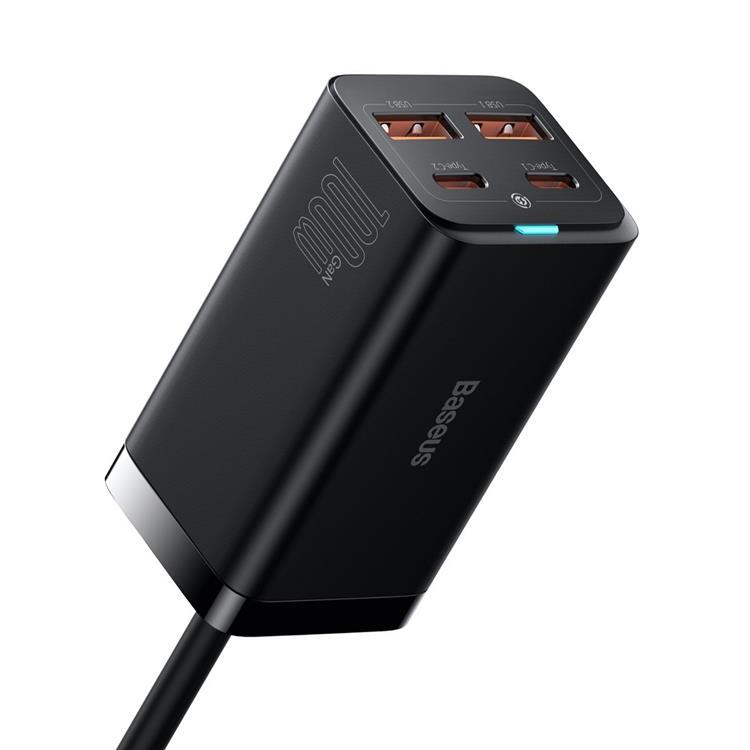 Baseus Väggladdare 2x USB-C/2x USB-A GaN3 100W - Svart | 505295 | AlltMobil