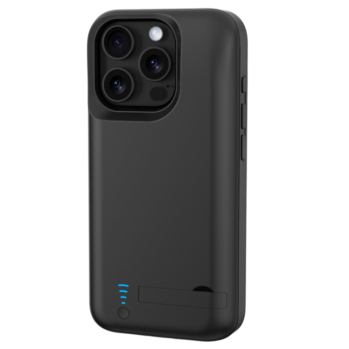 A-One Brand - iPhone 16 Pro Max Batteriskal Kickstand 6000mAh - Svart