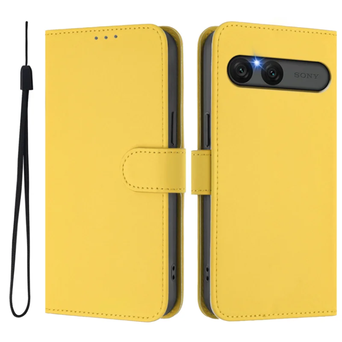A-One Brand - Sony Xperia 10 VII Plånboksfodral Solid Color Läder - Lemon