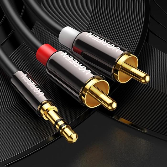 Ugreen - Ugreen 2 RCA Till Audio Kabel 3.5mm Mini Jack 1.5m - Svart