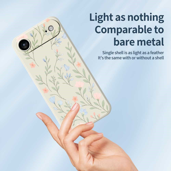 A-One Brand - iPhone Air Mobilskal Pink Blue Flowers Pattern TPU - Lila