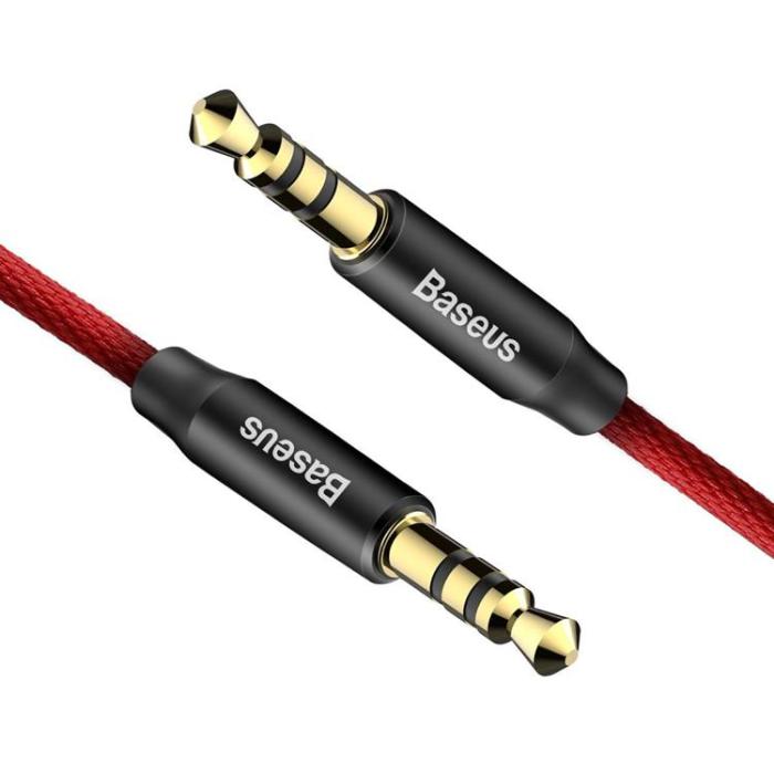 UTGATT5 - Baseus M30 Audio AUX Kabel 3.5 mm Mini Jack 1.5m - Röd/Svart
