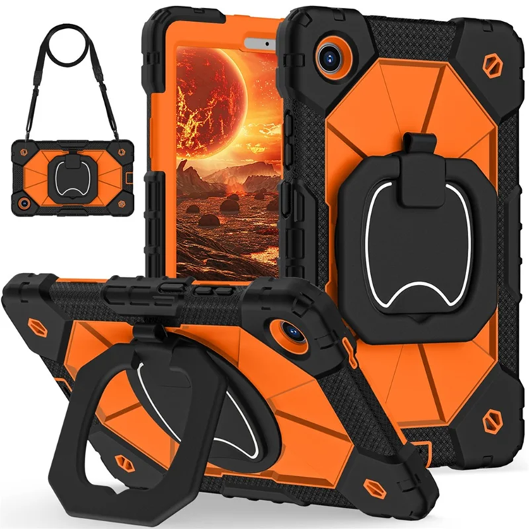 Lenovo Tab K9 Mobilskal Silikon Kickstand (Svart/Orange) | 2353 | AlltMobil