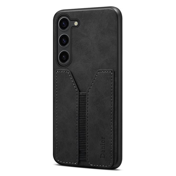 DENIOR - DENIOR Samsung Galaxy S25 Fodral Elastisk Kortficka KonstLäder Svart
