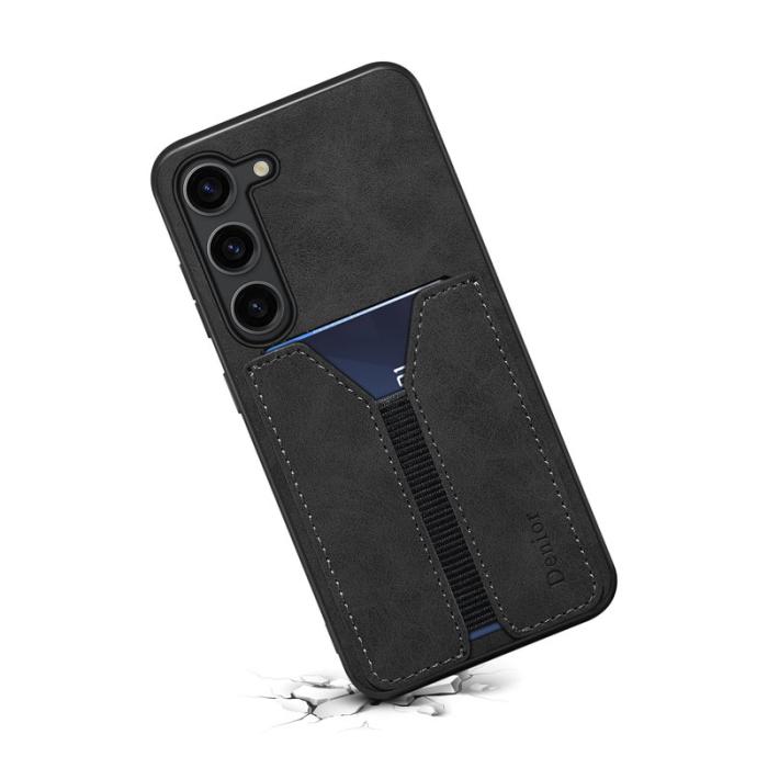 DENIOR - DENIOR Samsung Galaxy S25 Fodral Elastisk Kortficka KonstLäder Svart