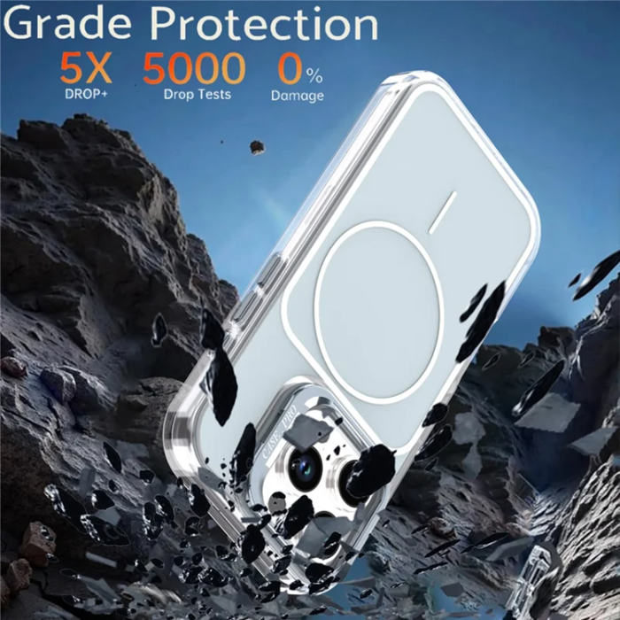 A-One Brand - iPhone 16 Pro Max Mobilskal MagSafe Lens Kickstand med Handrem - Grå