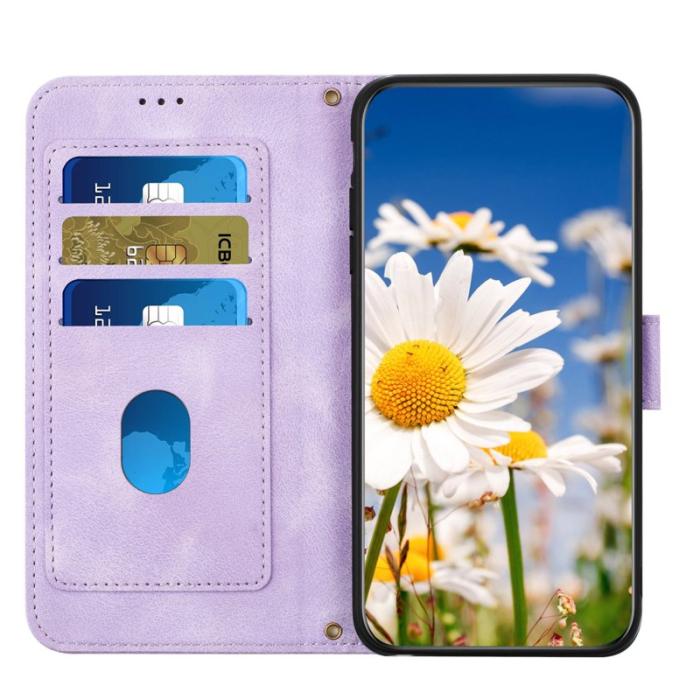 OEM - ABEEL Mobilskal till Samsung Galaxy S26 Ultra PU Läder Blommönster - Lila