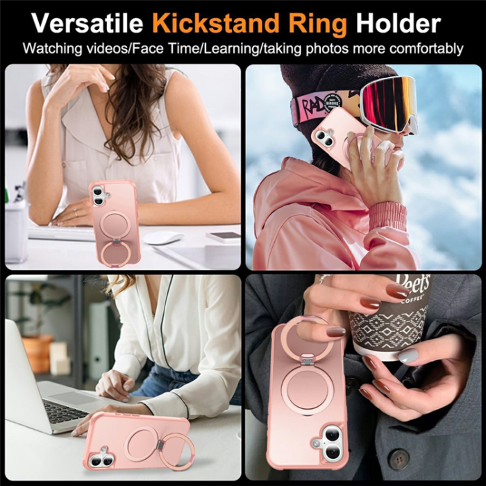 A-One Brand - iPhone 17 Mobilskal MagSafe TPU+PC Kickstand - Rosa
