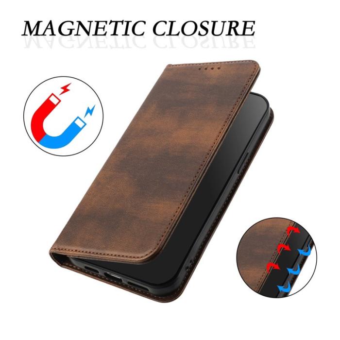 OEM - Samsung Galaxy S26+ Plånboksfodral Konstläder RFID Skydd - Brun