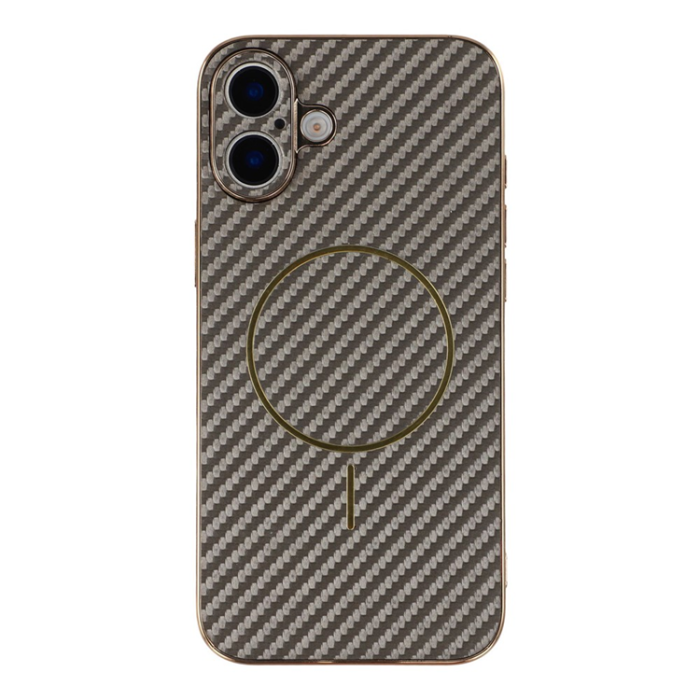 A-One Brand - iPhone 17 Mobilskal MagSafe Carbon Fiber Electroplated - Kaffe