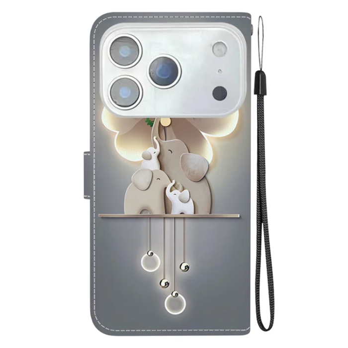 A-One Brand - iPhone 17 Pro Max Plånboksfodral Med Lanyard - Three Elephants