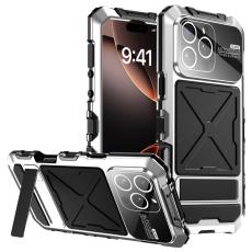 R-JUST - R-JUST RJ09-1 Mobilskal till iPhone 16 Pro Max Silikon+Aluminium Silver