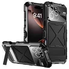 R-JUST - R-JUST RJ09-1 Mobilskal till iPhone 16 Pro Max Silikon+Aluminium Svart