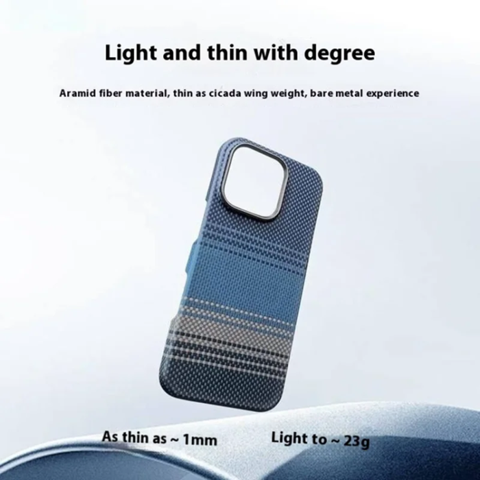 A-One Brand - iPhone 16 Pro Mobilskal Magsafe Aramid Fiber Gradient - Blå