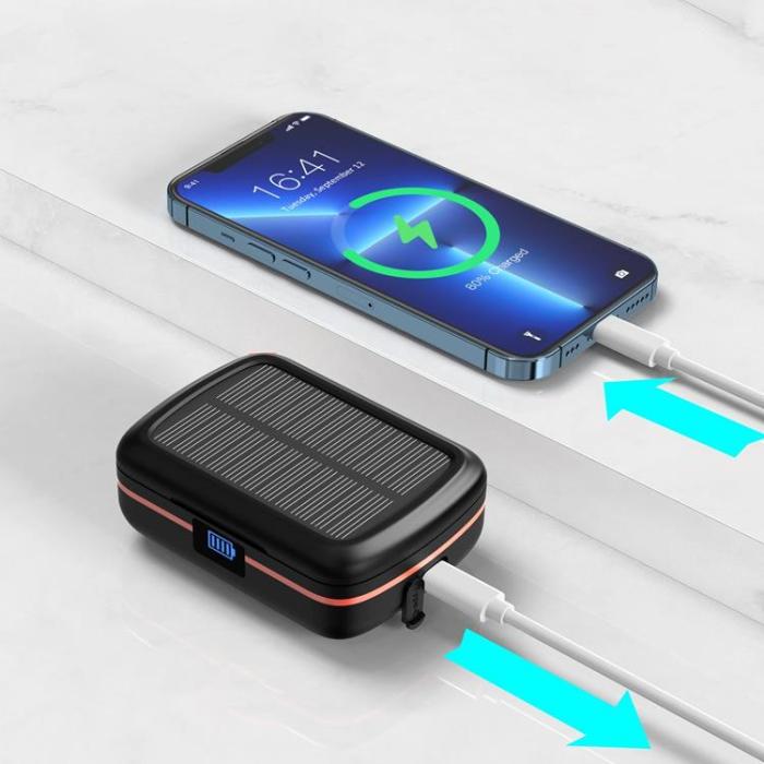 Choetech - Choetech In-ear Hörlurar BH-T05 Solar TWS med Powerbank 2500mAh - Svart