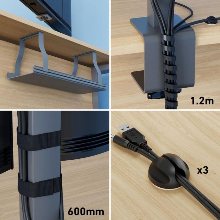 D-LINE - D-LINE Kabelorganiseringssats Skrivbord Grå