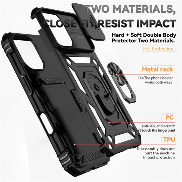OEM - iPhone 16 Plus Mobilskal Defender Slide - Svart