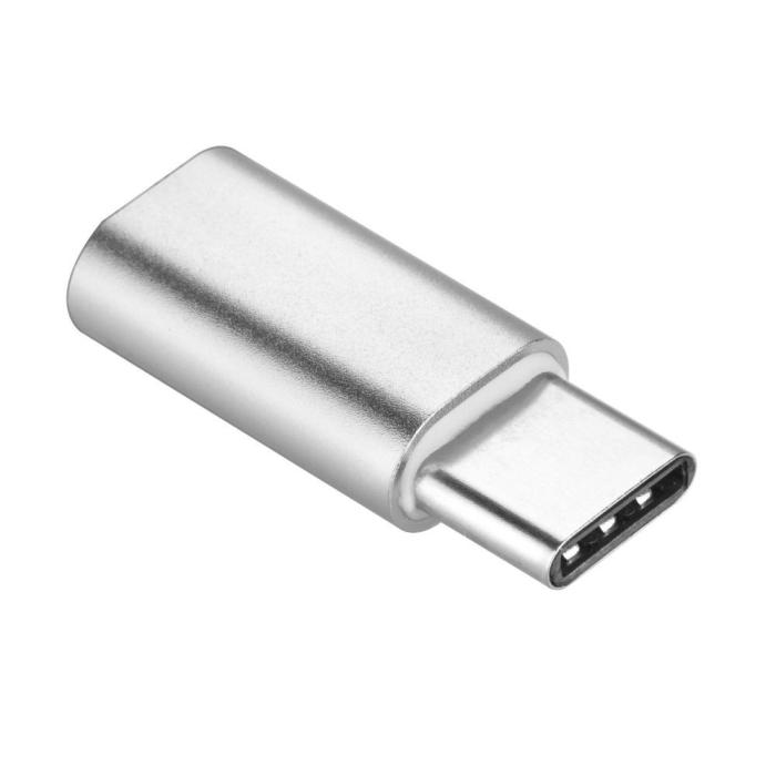 OEM - Laddadapter Micro USB / MicroUSB TYPE C silver