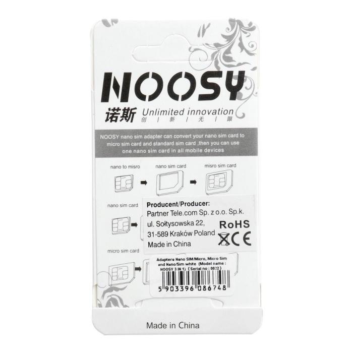 OEM - Adaptrar för Nano SIM/Micro, Micro Sim och Nano/Sim i vitt.