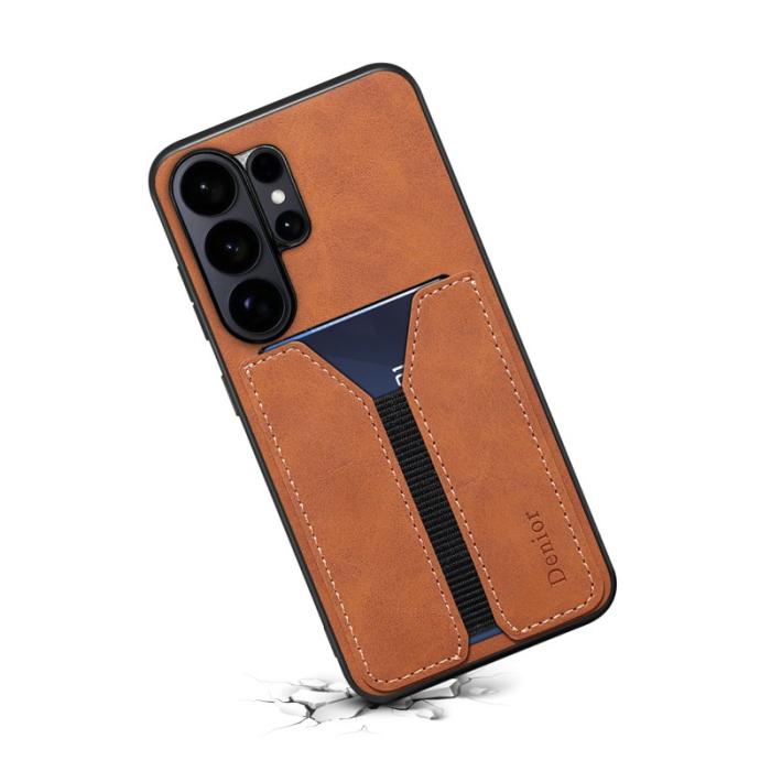 DENIOR - DENIOR Mobilfodral för Samsung Galaxy S26 Ultra Kortfack Konstläder + TPU - Brun