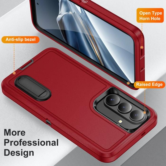 OEM - Mobilskal för Samsung Galaxy S26 PC + Silikon Anti-Drop Kickstand - Röd