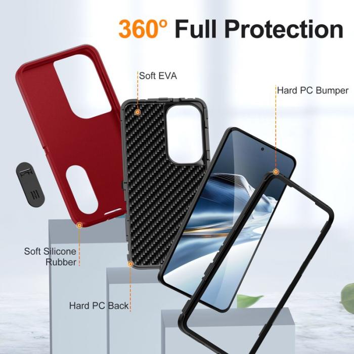 OEM - Mobilskal för Samsung Galaxy S26 PC + Silikon Anti-Drop Kickstand - Röd