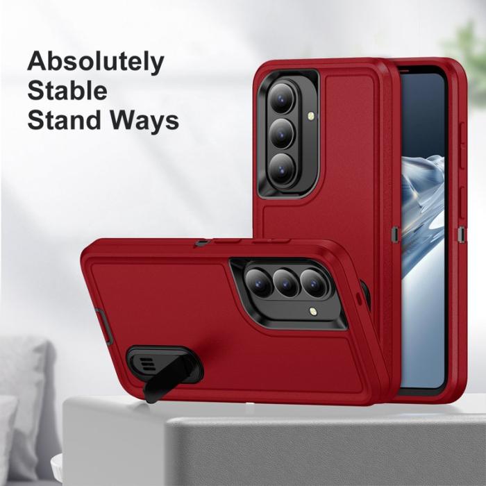OEM - Mobilskal för Samsung Galaxy S26 PC + Silikon Anti-Drop Kickstand - Röd