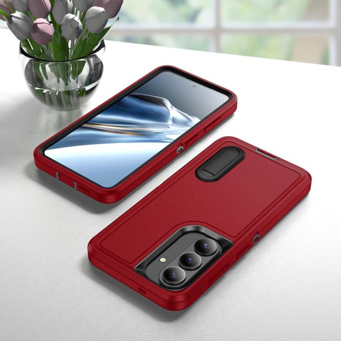 OEM - Mobilskal för Samsung Galaxy S26 PC + Silikon Anti-Drop Kickstand - Röd