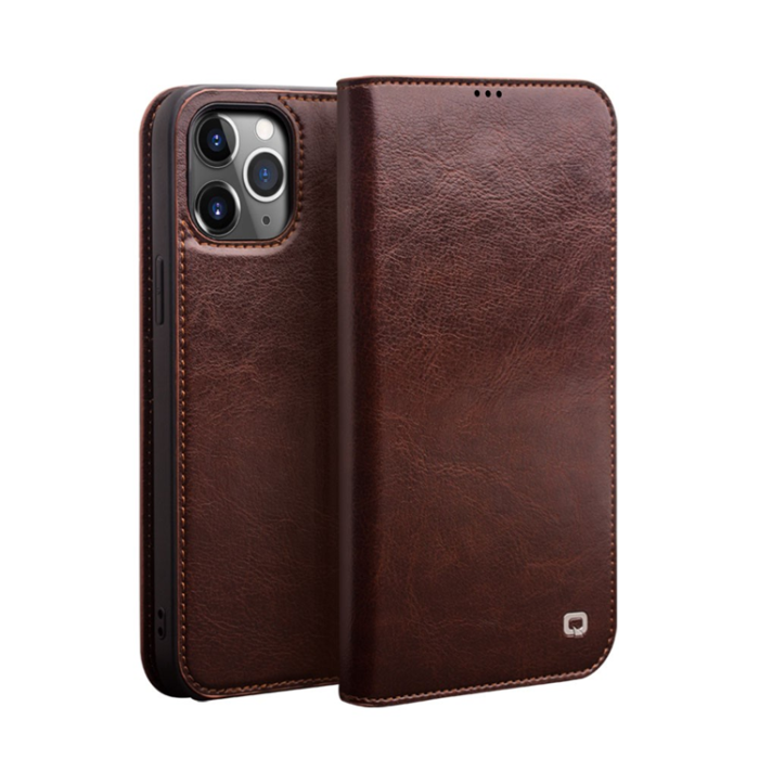QIALINO - QIALINO iPhone 12 Pro Max Plånboksfodral Äkta Läder Shockproof