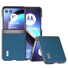 ABEEL - ABEEL Mobilskal till Motorola Razr 40 Ultra 5G i &Auml;kta L&auml;der - Bl&aring;