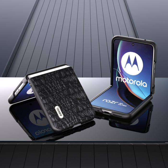 ABEEL - ABEEL Mobilskal till Motorola Razr 40 Ultra 5G i äkta läder - Svart