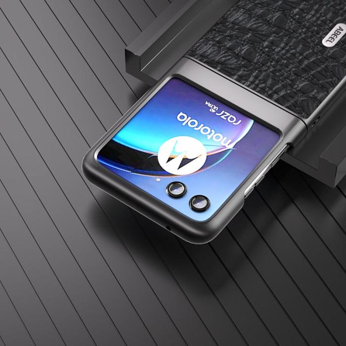 ABEEL - ABEEL Mobilskal till Motorola Razr 40 Ultra 5G i äkta läder - Svart